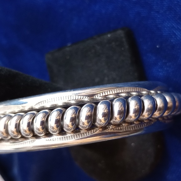 Sterling Silver Twisted Coil Cuff Bracelet Stamped Sterling - Picture 5 of 14